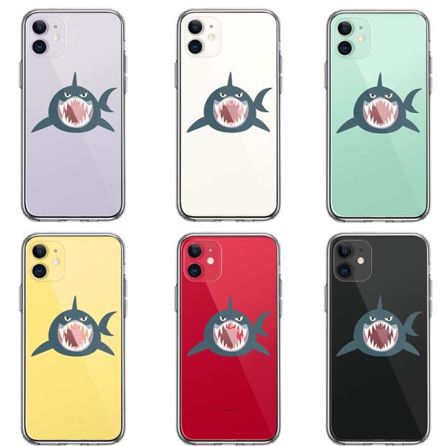 iPhone11 ケース クリア サメ リンゴ飲み込む スマホケース 側面ソフト 背面ハード ハイブリッド 送料無料-1