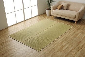 ラグ 約191×191cm い草 日本製 国産 自然素材 滑り止め加工 ナチュラル 市松柄 オールシーズン 消臭 DXプレーン 送料無料-16