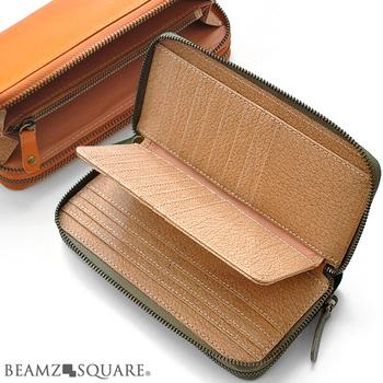長財布Wラウンドファスナー長財布 BEAMZSQUARE 栃木レザー×ボンデッドレザー BS-3100 3色展開 送料無料-2
