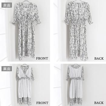 ワンピース 花柄 フレアワンピース春夏カシュクール風 送料無料 即日発送-2