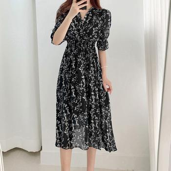 ワンピース 花柄 フレアワンピース春夏カシュクール風 送料無料 即日発送-5