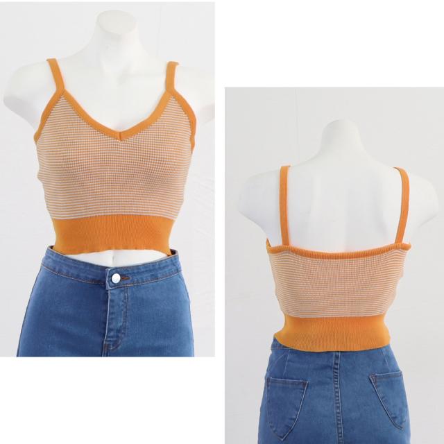 キャミソール ボーダー柄 ショート丈 送料無料 即日発送-9