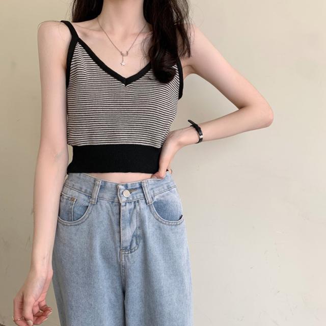 キャミソール ボーダー柄 ショート丈 送料無料 即日発送-4