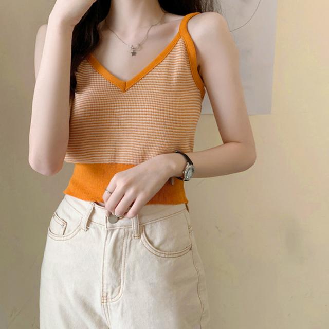 キャミソール ボーダー柄 ショート丈 送料無料 即日発送-7