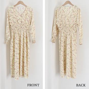 ワンピース ウエストシャーリング花柄ロングワンピース 送料無料 即日発送-2