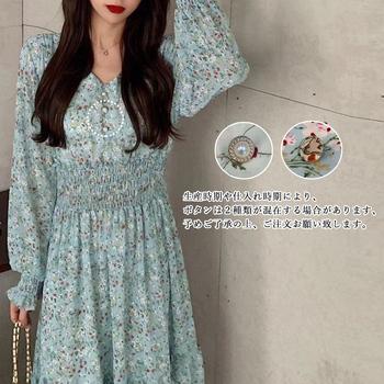 ワンピース ウエストシャーリング花柄ロングワンピース 送料無料 即日発送-4