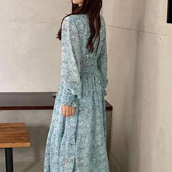 ワンピース ウエストシャーリング花柄ロングワンピース 送料無料 即日発送-5