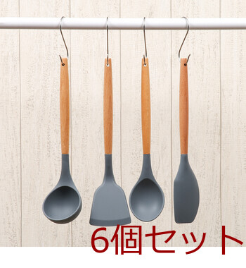 シリコンキッチンツール スプーン 6セット 送料無料-5