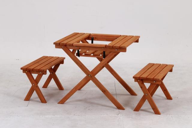 杉材BBQテーブル＆ベンチミニ コンロスペース付 送料無料-1