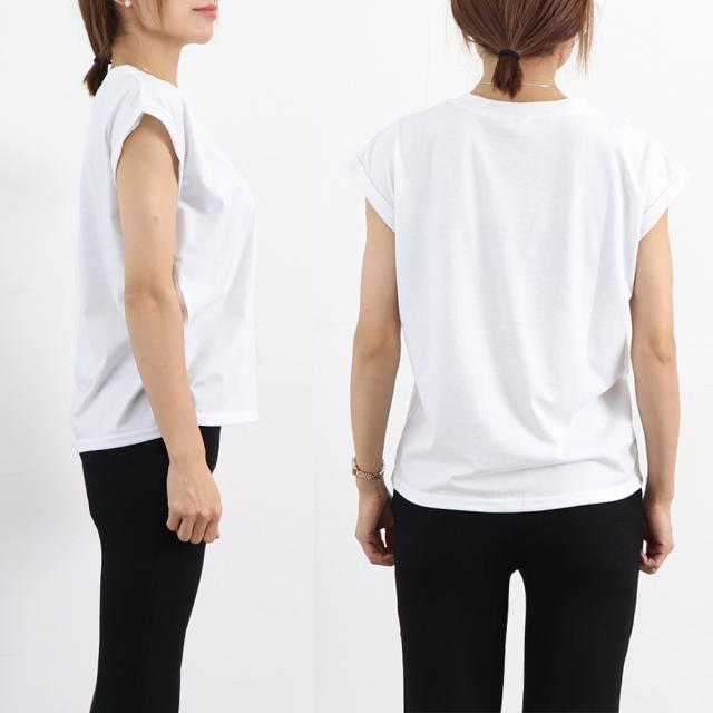 フレンチスリーブ無地シャツ大人カジュアル 送料無料 即日発送-9