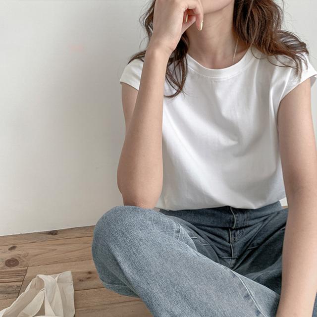 フレンチスリーブ無地シャツ大人カジュアル 送料無料 即日発送-4