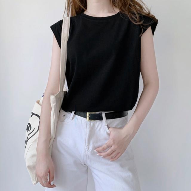 フレンチスリーブ無地シャツ大人カジュアル 送料無料 即日発送-5