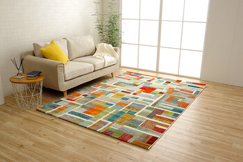 カーペット トルコ製 ウィルトン織り 約133×190cm カーペット カラフル 幾何柄 抗菌防臭 エデン RUG 送料無料-4