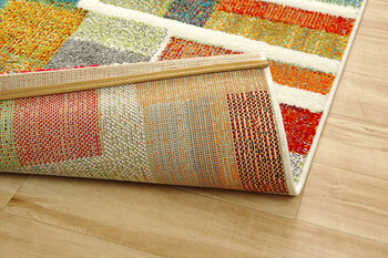 カーペット トルコ製 ウィルトン織り 約133×190cm カーペット カラフル 幾何柄 抗菌防臭 エデン RUG 送料無料-6