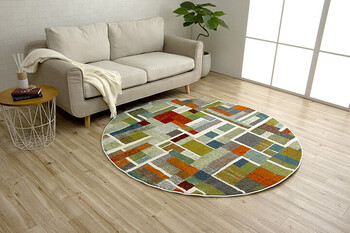 カーペット トルコ製 ウィルトン織り 約133×190cm カーペット カラフル 幾何柄 抗菌防臭 エデン RUG 送料無料-7