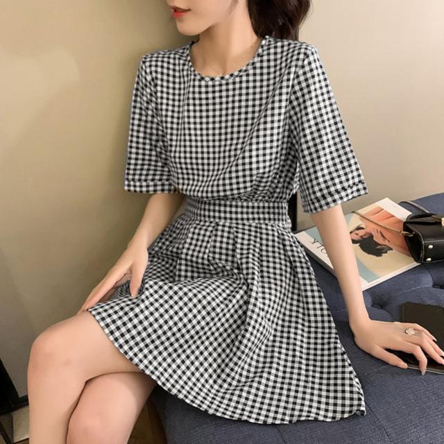 ワンピース ギンガムチェックワンピース レディース夏 送料無料 即日発送-4