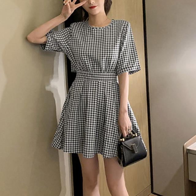ワンピース ギンガムチェックワンピース レディース夏 送料無料 即日発送-7