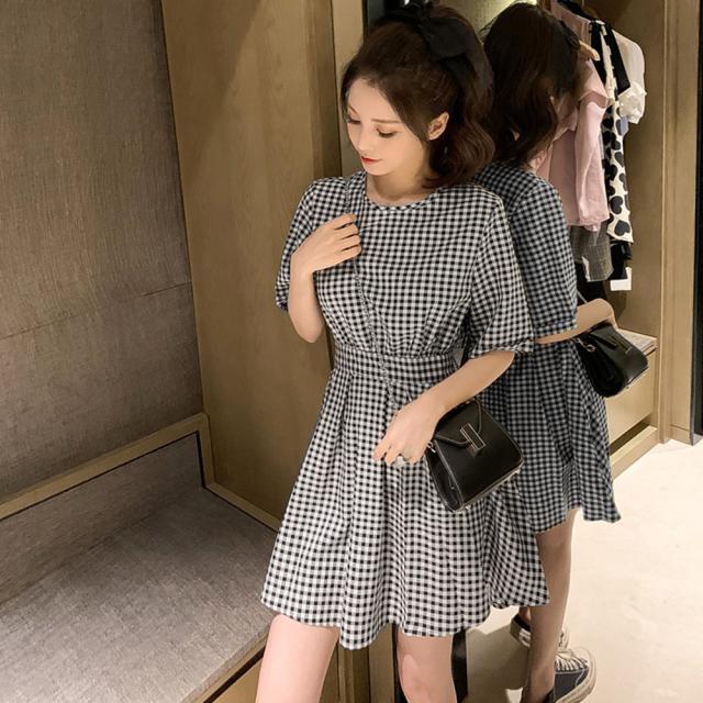 ワンピース ギンガムチェックワンピース レディース夏 送料無料 即日発送-8