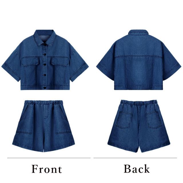 デニムセットアップ カジュアル上下インディゴ 送料無料 即日発送-2
