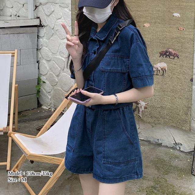 デニムセットアップ カジュアル上下インディゴ 送料無料 即日発送-5