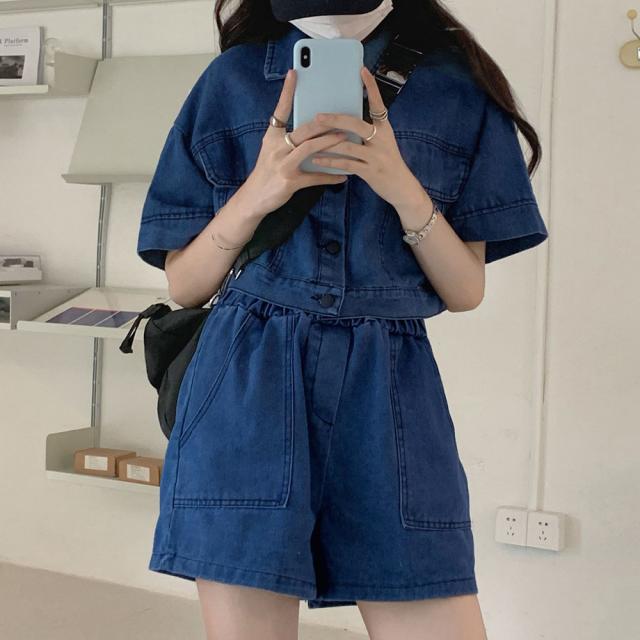 デニムセットアップ カジュアル上下インディゴ 送料無料 即日発送-6