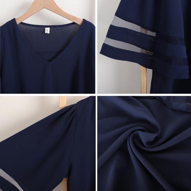 Vネック シャツブラウス レディース夏服 送料無料 即日発送-3