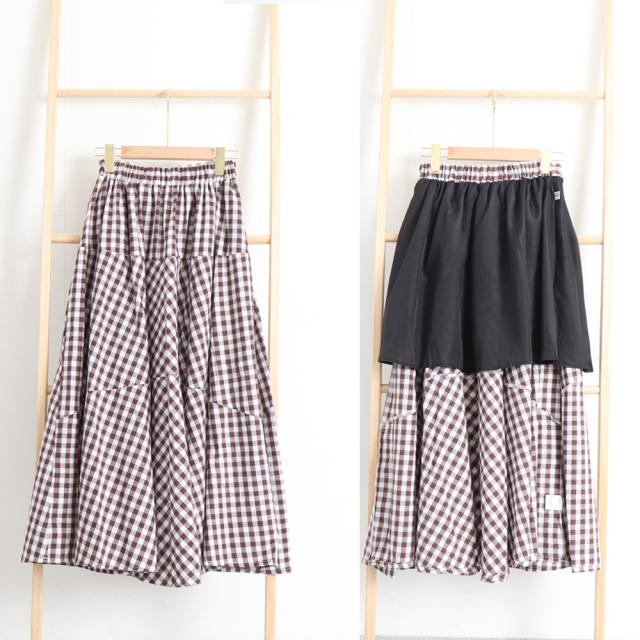 ギンガムチェック ロングスカート 春秋夏 送料無料 即日発送-2