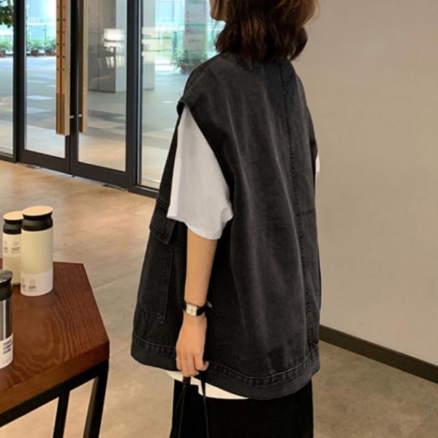 デニムベスト ジレ レディース 重ね着 送料無料 即日発送-9