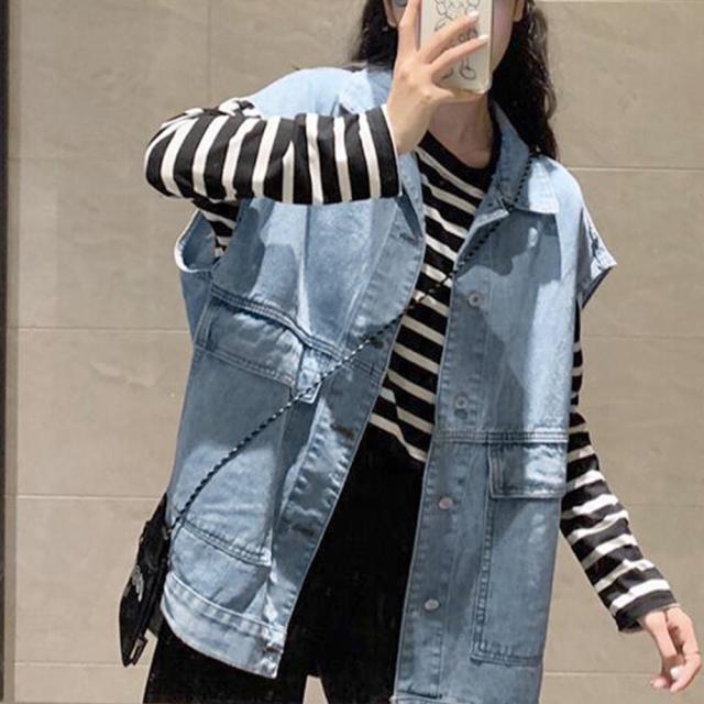 デニムベスト ジレ レディース 重ね着 送料無料 即日発送-6