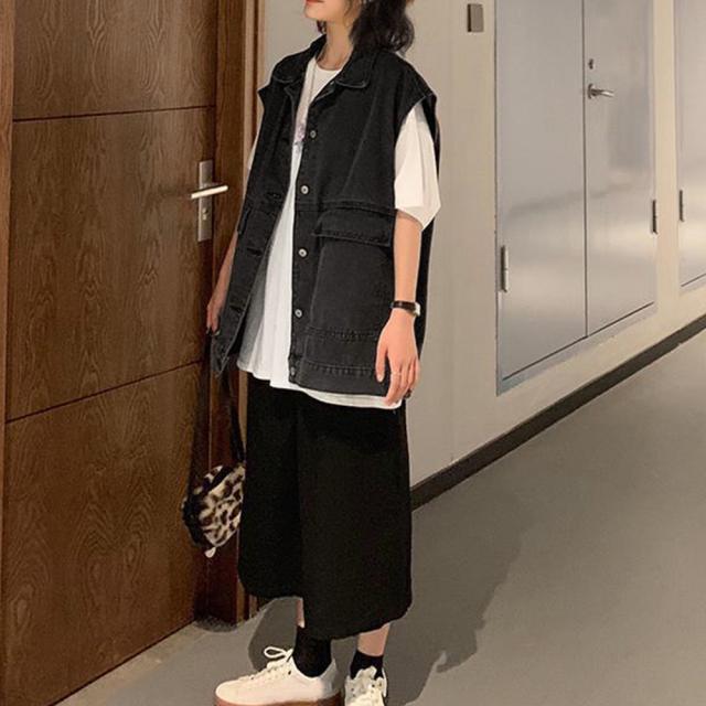 デニムベスト ジレ レディース 重ね着 送料無料 即日発送-8
