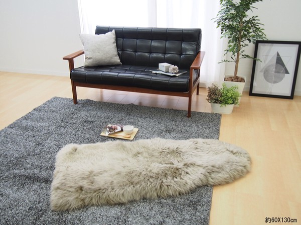 ムートンフリース 長毛 約60×130cm 厚手 M-511-F ブラウン 送料無料-1