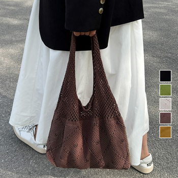 トートバッグ クロシェ編み ニットトートバッグ 鞄 送料無料 即日発送-0