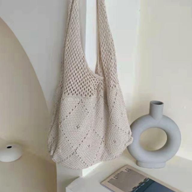 トートバッグ クロシェ編み ニットトートバッグ 鞄 送料無料 即日発送-9
