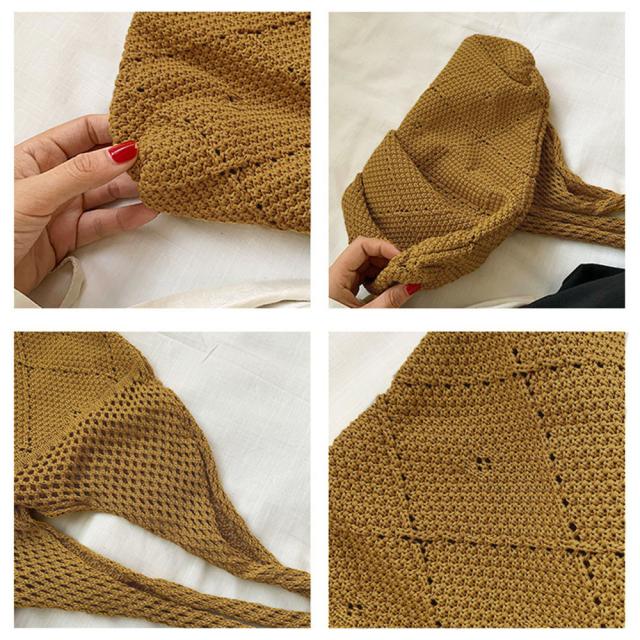 トートバッグ クロシェ編み ニットトートバッグ 鞄 送料無料 即日発送-2