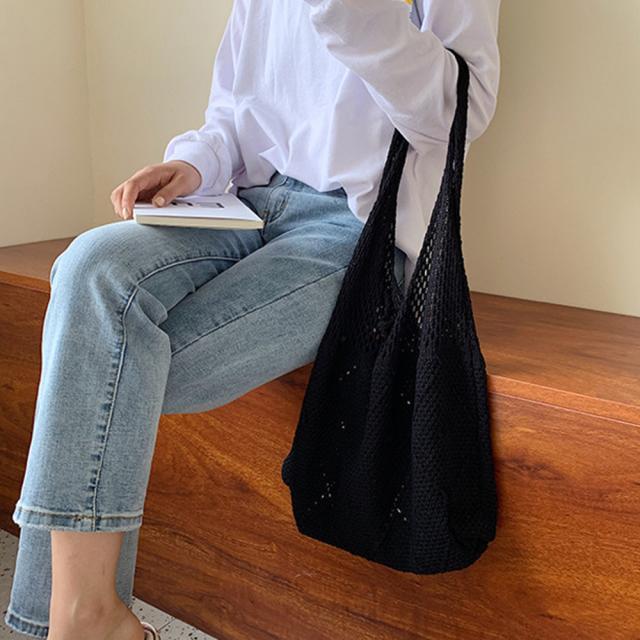 トートバッグ クロシェ編み ニットトートバッグ 鞄 送料無料 即日発送-4