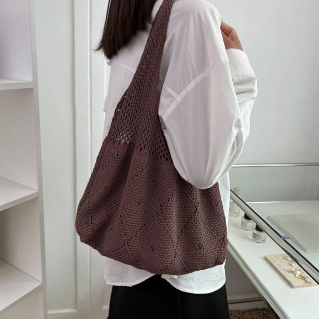 トートバッグ クロシェ編み ニットトートバッグ 鞄 送料無料 即日発送-5