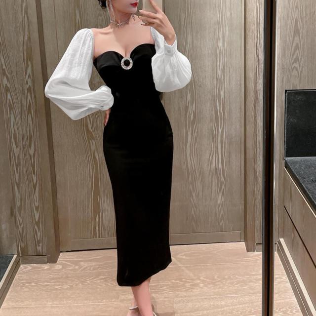 ワンピース パーティードレス ワンピースセクシー ブラック 送料無料 即日発送-1