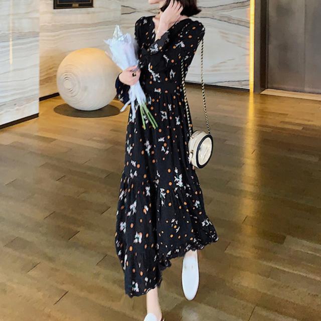 ワンピース ティアードワンピース 長袖 ロングワンピ 送料無料 即日発送-5