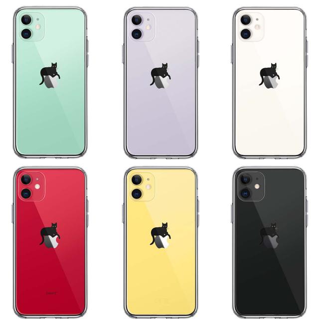 iPhone11 ケース クリア 猫 りんごペチペチ スマホケース 側面ソフト 背面ハード ハイブリッド 送料無料-1