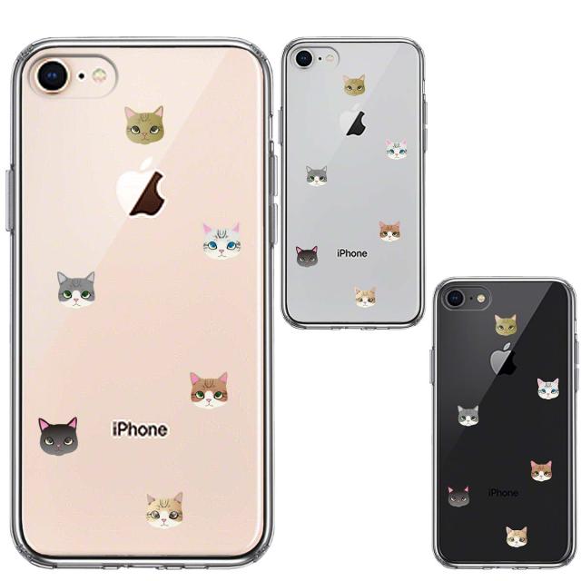 iPhone8 iPhone7 ケース クリア にゃんこ 猫だらけ スマホケース 側面ソフト 背面ハード ハイブリッド 送料無料-1