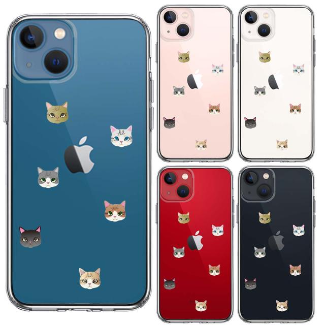 iPhone13 ケース クリアにゃんこ 猫だらけ スマホケース 側面ソフト 背面ハード ハイブリッド 送料無料-1