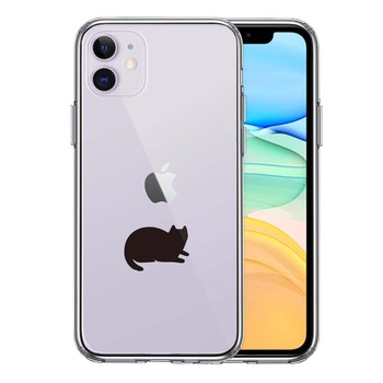 iPhone11 ケース クリア にゃんこ 伏せ スマホケース 側面ソフト 背面ハード ハイブリッド 送料無料-0