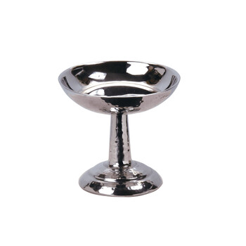 ステンレス 高台盛器 銀杯 平底 丸底 槌目二層 高台珍味入 送料無料-1