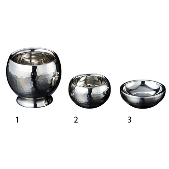 ステンレス槌目 二層珍味入　二層平珍味入 送料無料-2