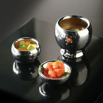 ステンレス槌目 二層珍味入　二層平珍味入 送料無料-3