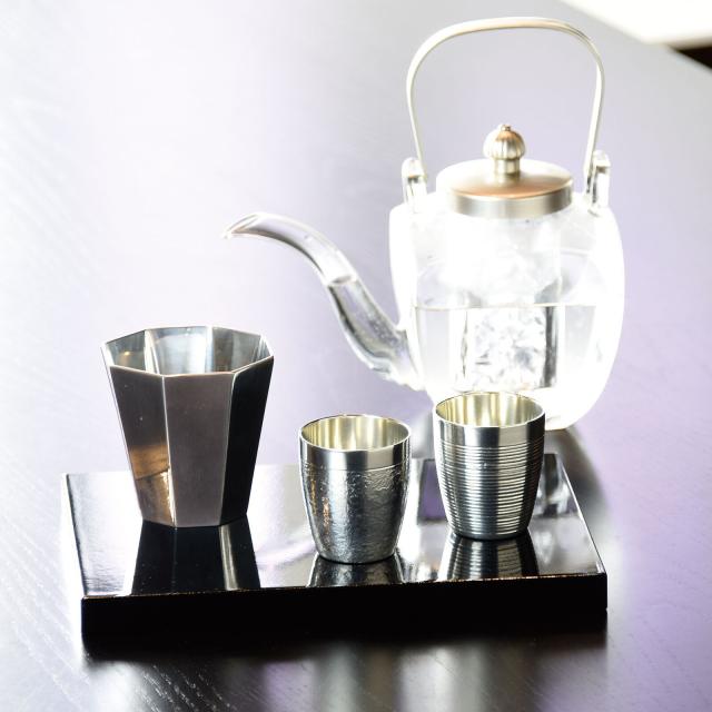 錫合金 ぐい呑み 千筋 梨地 送料無料-2