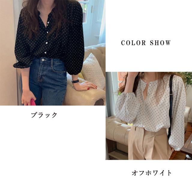 ドット柄ブラウス レディース シャツ 送料無料 即日発送-1