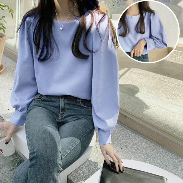 トップス クルーネック長袖シャツブラウス 送料無料 即日発送-4