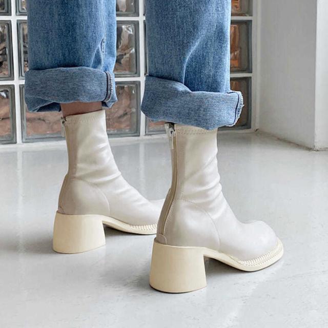 ストレッチブーツ チャンキーヒール 美脚 送料無料 即日発送-9