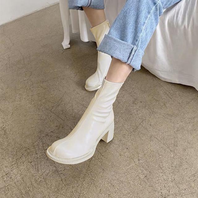 ストレッチブーツ チャンキーヒール 美脚 送料無料 即日発送-8